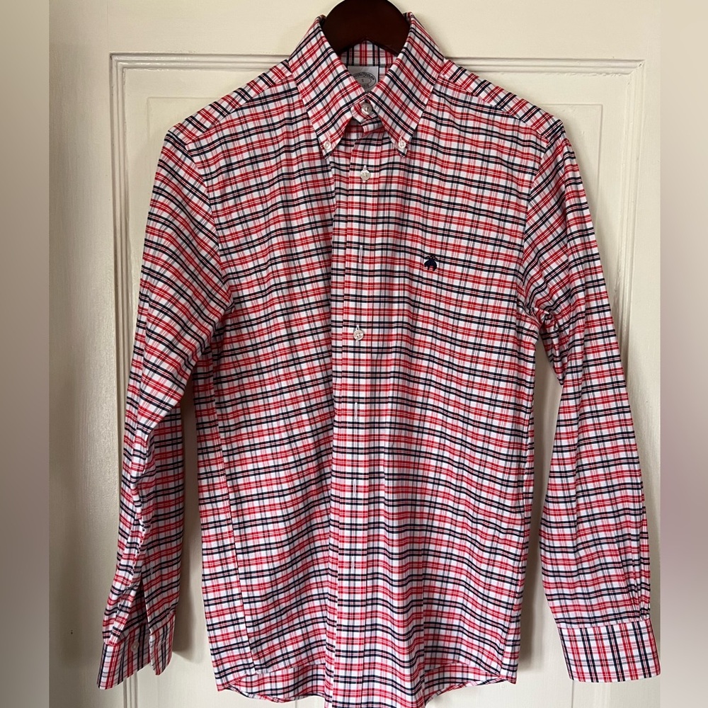 Brooks Brothers Plaid Button-Down Shirt in Red, White & Blue